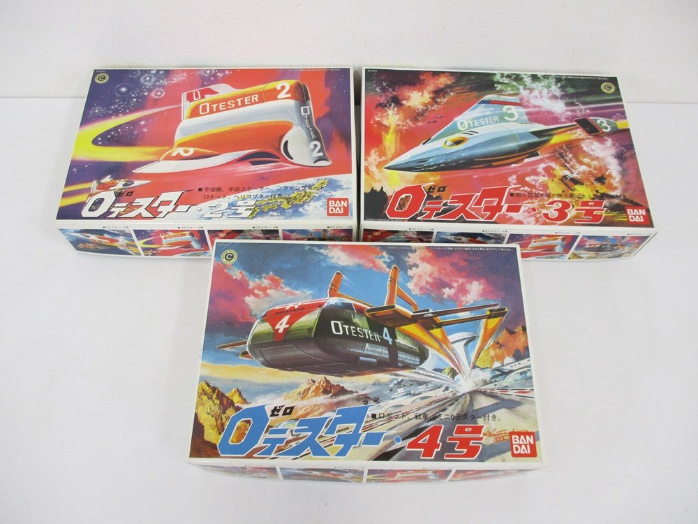 同じ出品の3箱を並べた正面。左上の箱が本商品の2号で、0テスター 2号 の印字があります。
