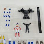 付属品のブリスターの上半分の拡大。人型フィギュアと交換用の手