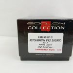 外箱の側面のラベル。EM250SP C ASTON MARTIN V12 ZAGATO 2012 Arroro Greenの印字