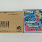 茶色の輸送箱と商品箱を並べた写真。『聖闘士聖衣神話 カメレオンジュネ』の表記