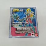 商品箱の正面。ジュネと聖衣の絵、『聖闘士聖衣神話』のロゴ