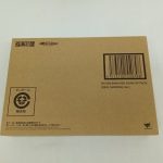 輸送箱の面。ROBOT魂と魂ウェブ商店のロゴ、バーコード、「RX-0[N] BANSHEE NORN SP PACK [REAL MARKING Ver.]」の印字があります。