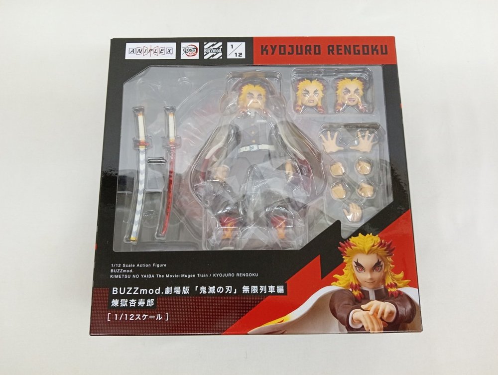 外箱の正面。「KYOJURO RENGOKU」「BUZZmod.」の文字と、窓の中の本体・付属パーツが写っています。