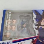 外箱正面の窓のアップ。フィギュア本体と、並んで収まった交換用の顔パーツ。