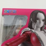 箱の窓の部分の拡大。「ONE PIECE」のロゴと、窓の内側にフィギュアの一部があります。