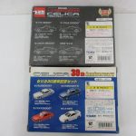 2つのセリカのセットの背面。下の箱に セリカLB 2000GT などの車種の説明があります。