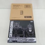 輸送箱と商品箱の正面。TRANSFORMERS GENERATION SELECTS STAR CONVOYの印字