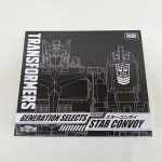 商品箱の正面。線画のロボットとGENERATION SELECTS スターコンボイのロゴ