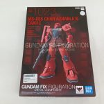 外箱の正面。『#1023 MS-05S CHAR AZNABLE'S ZAKU I』の文字と赤いザクの写真、『GUNDAM FIX FIGURATION METAL COMPOSITE』のロゴ