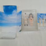 箱から出した背景紙、ブリスターに入った人形と付属パーツ、冊子