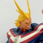 フィギュアの顔を近づいて写したところ。金色の髪と笑った口元