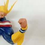 フィギュアの顔と上げた拳を近づいて写したところ