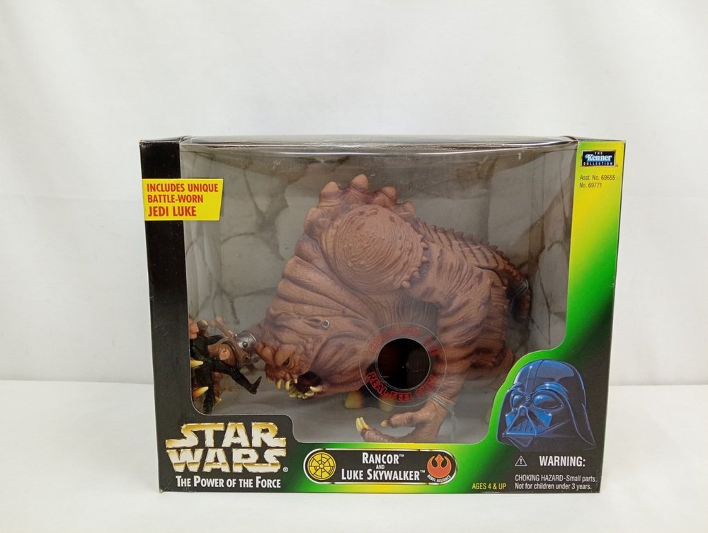 外箱の正面。窓越しのランコアとルーク・スカイウォーカーのフィギュア、『STAR WARS』のロゴ