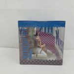 箱の側面。窓から座ったフィギュアが見える