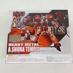 外箱の背面。アシュラ・テンプルの商品写真と注意書き